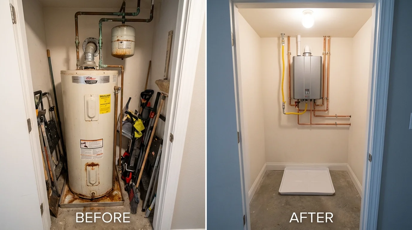 Tank water heater versus wall-mounted tankless unit comparison for Surprise, AZ homeowners